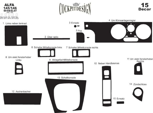 Dashboard Covers (145 and 146 Alfa) for Alfa Romeo 145/146 1994-2001 - image 3