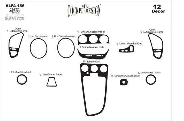 Dashboard Trim Covers (Meric) for Alfa Romeo 156 1997-2007 - image 3