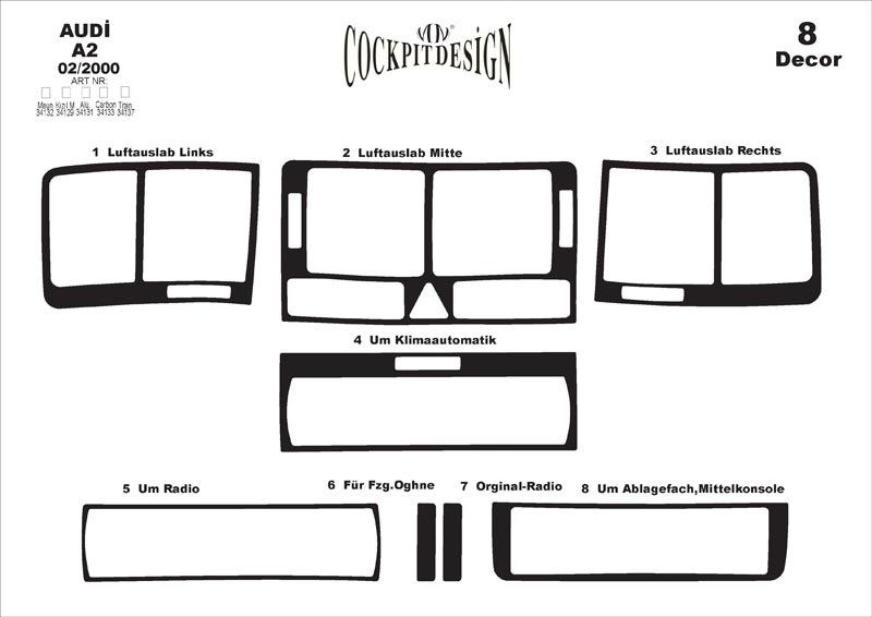 Dashboard Trim Covers (Meric) for Audi A2 1999-2005 - image 4