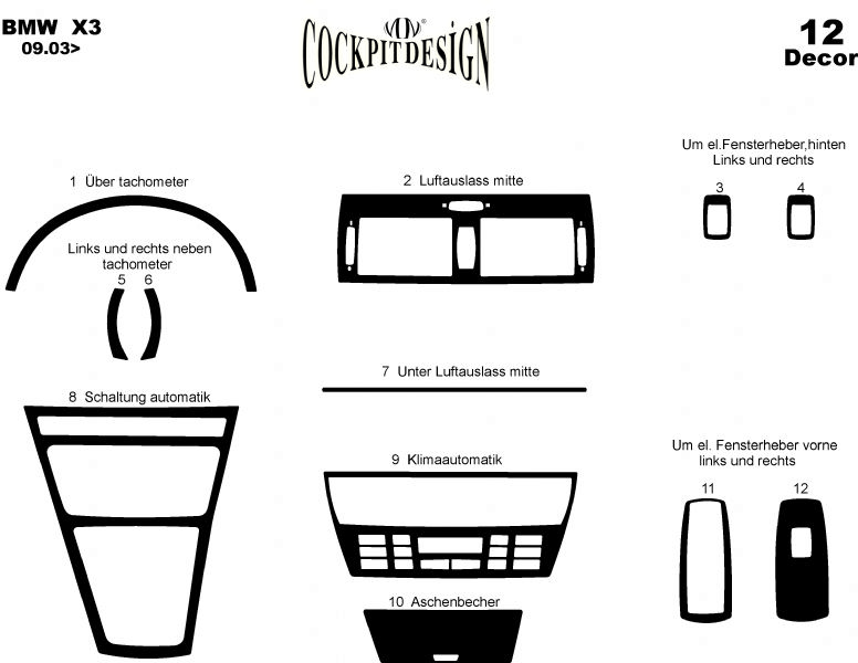 Dashboard Trim Covers for BMW X3 E-83 2003-2010 - image 4