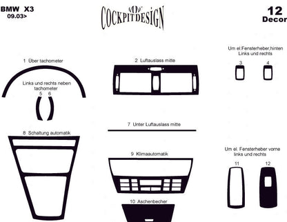 Dashboard Trim Covers for BMW X3 E-83 2003-2010 - image 4