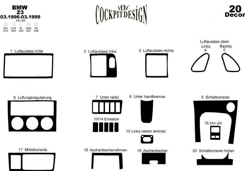 Interior Trim Covers BMW Z3 for BMW Z3 1996-1999 - image 1