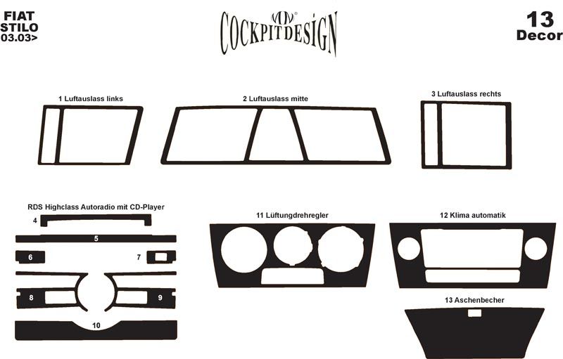 Interior Trim Covers for Fiat Stilo 2001-2007 - image 1