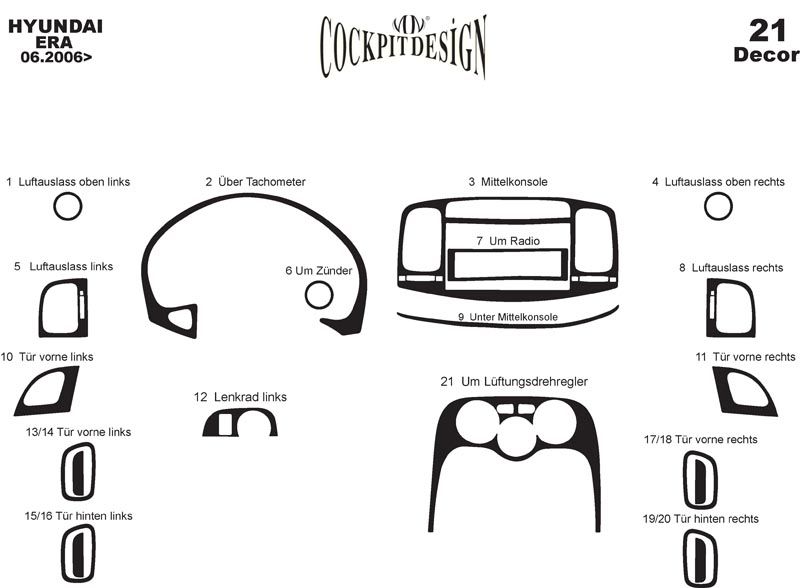 Dashboard Trim Covers for Hyundai Accent 2006-2010 - image 4