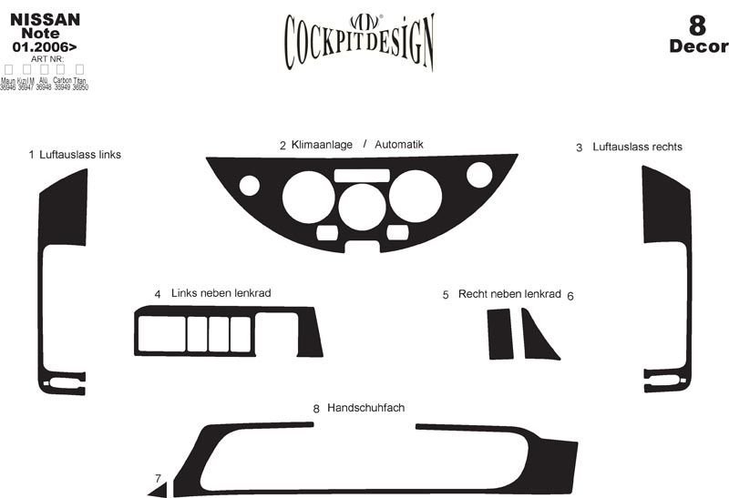 Dashboard Trim Covers for Nissan Note 2004-2012 - image 1