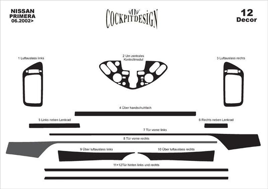 Dashboard Trim Covers for Nissan Primera P12 2002-2007 - image 2