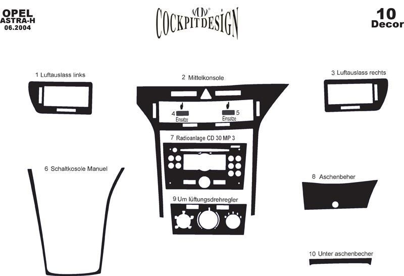 Dashboard Trim Covers for Opel Astra H 2004-2013 - image 4