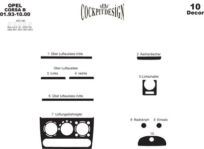 Dashboard Trim Covers for Opel Corsa B 1993-2004 - image 3