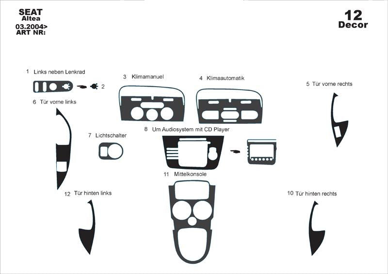 Dashboard Trim Covers (Large Set) for Seat Altea 2004-2015 - image 4