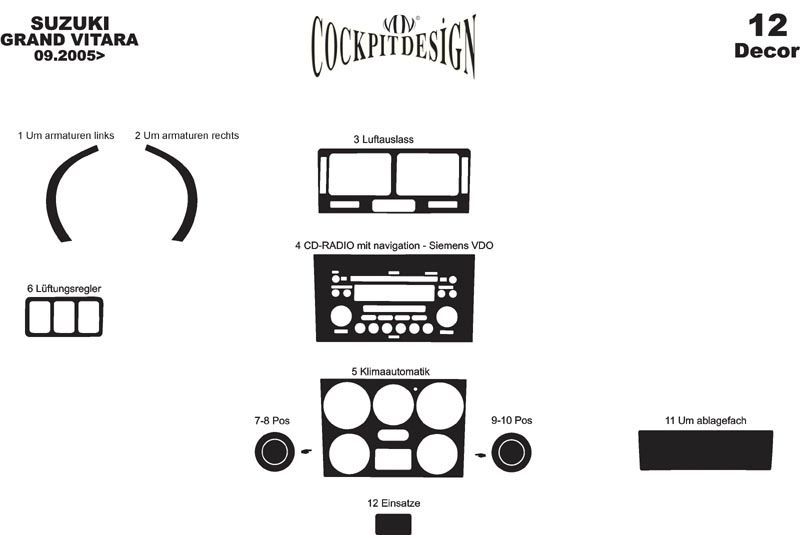 Dashboard Trim Covers for Suzuki Grand Vitara 2005-2017 - image 3