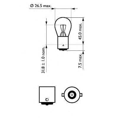 Indicator lamp Philips 12498 P21W 12V BA15S - Reelken Auto