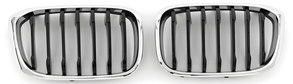 Kidney Grilles 1 Bar (2018-2021, Gloss Black with Chrome Trim) for BMW X3 G01 2018- - image 2