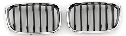 Kidney Grilles 1 Bar (2018-2021, Gloss Black with Chrome Trim) for BMW X3 G01 2018- - image 2