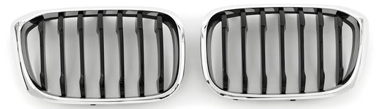 Kidney Grilles 1 Bar (2018-2021, Gloss Black with Chrome Trim) for BMW X3 G01 2018- - image 2