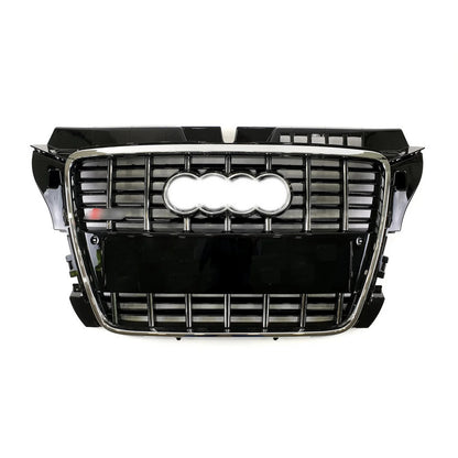 Front Grille S-Style (2008-2012, Black with Chrome) for Audi A3 2003-2012 - image 1