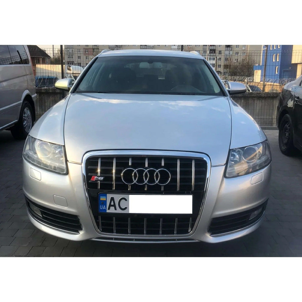 S-style front grille (black with chrome) for Audi A6 C6 2004-2011 - image 1