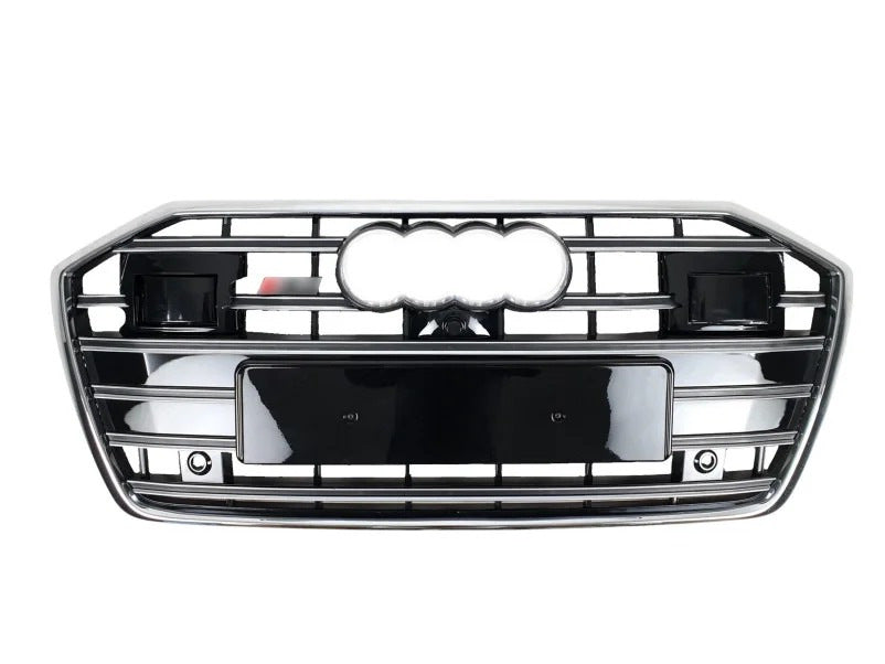 S-style front grille (with ACC, black with chrome) for Audi A6 C8 2018- - image 1