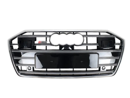 S-style front grille (with ACC, black with chrome) for Audi A6 C8 2018- - image 1
