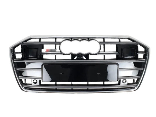 S-style front grille (with ACC, black with chrome) for Audi A6 C8 2018- - image 1