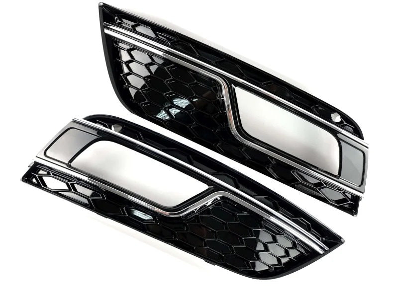 RS-Style fog light grilles (2012-2015, 2 pcs, Black) for Audi A4 B8 2007-2015 - image 1