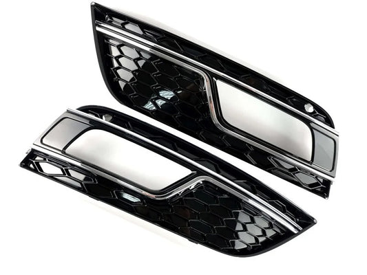 Fog Light Grilles RS-Style (2012-2015, 2 pcs, Black) for Audi A4 B8 2007-2015 - image 1