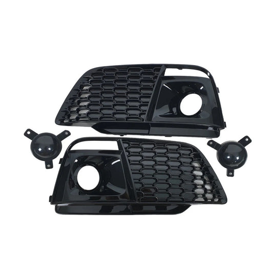 Fog light grilles with fog lamp RS-Style (Sport, 2017-2020, 2 pcs, Black) for Audi Q5 2017-2025 - image 1