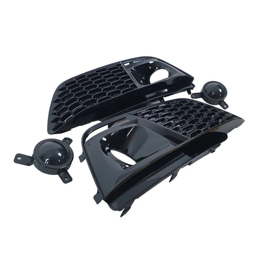 Fog light grilles with fog lamp RS-Style (Sport, 2017-2020, 2 pcs, Black) for Audi Q5 2017-2025 - image 2