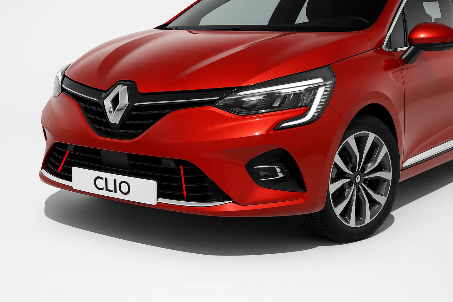 Front bumper protector trim (1 pc, stainless steel) for Renault Clio V 2019- - image 1