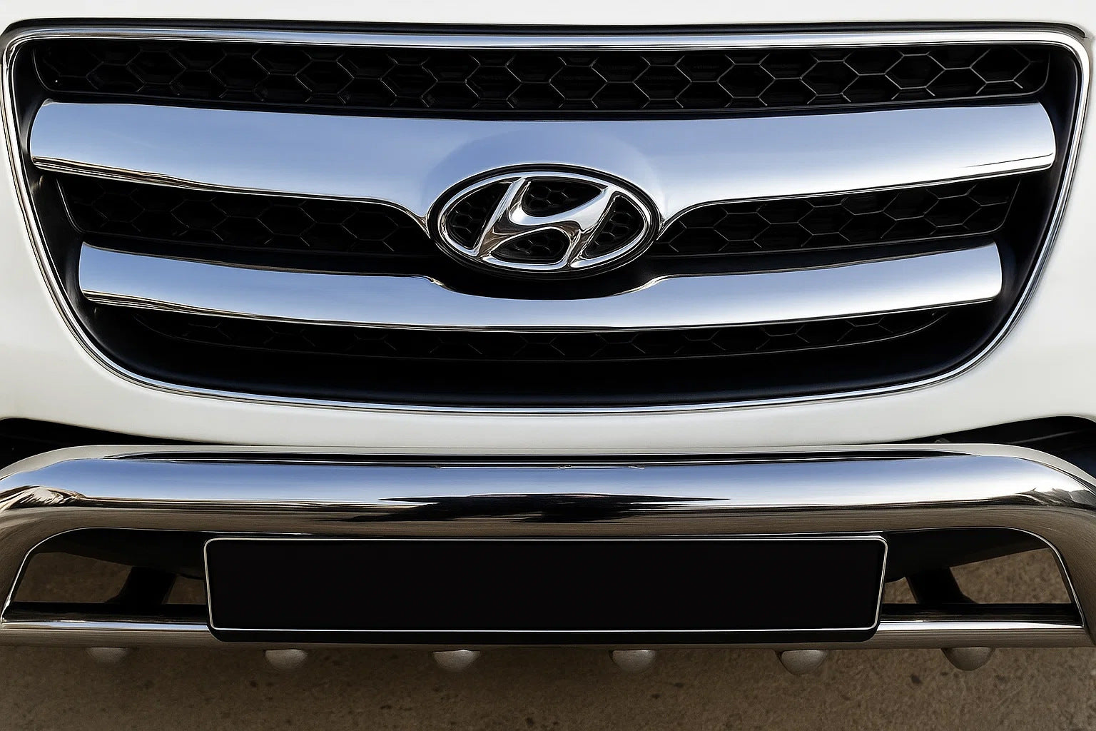 Chrome Grille Covers (2006-2010, 2 pcs, stainless steel) for Hyundai Santa Fe 2 2006-2012 - image 1