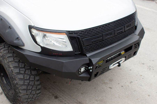 Front bumper Dakar Black without sensor, illuminated + Crankcase protection for Ford Ranger 2011-2022 - Reelken Auto