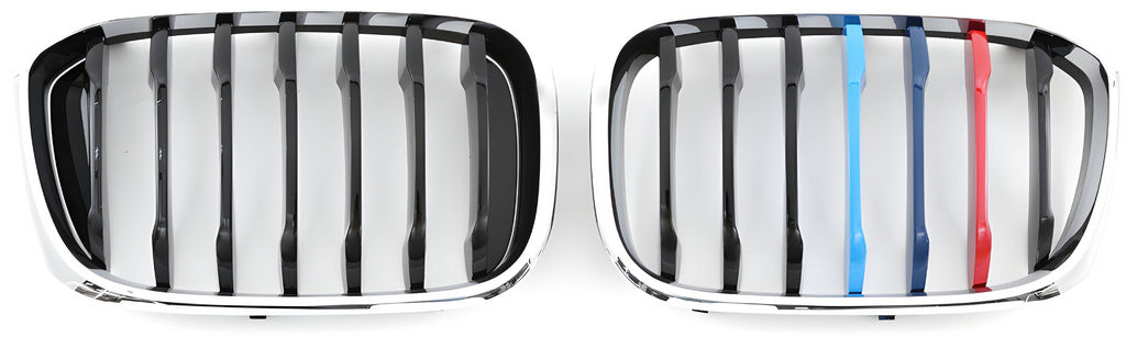 Kidney Grilles 1 Bar (2018-2021, M-Color with Chrome Trim) for BMW X3 G01 2018- - image 2
