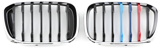 Kidney Grilles 1 Bar (2018-2021, M-Color with Chrome Trim) for BMW X3 G01 2018- - image 2