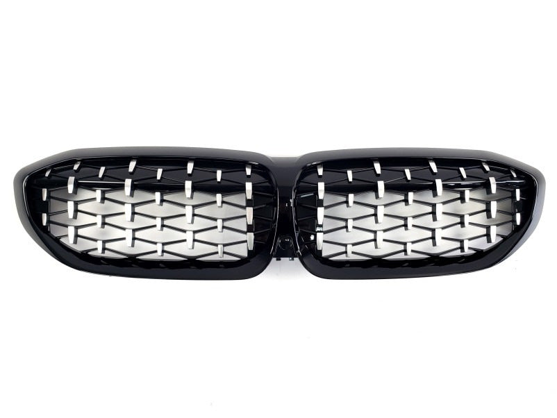 Diamond Silver Kidney Grilles (2018-2022, black trim) for BMW 3 Series G20/G21 2018- - image 2