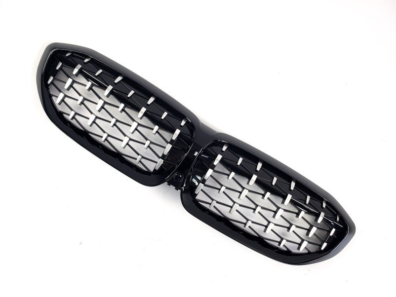 Diamond Silver Kidney Grilles (2018-2022, black trim) for BMW 3 Series G20/G21 2018- - image 3