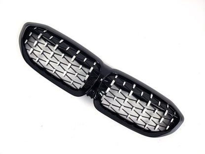 Diamond Silver Kidney Grilles (2018-2022, black trim) for BMW 3 Series G20/G21 2018- - image 3