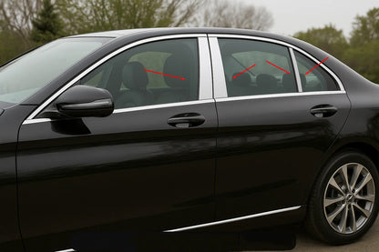 Stainless Steel Door Pillar Covers (6 pcs) for Mercedes C-сlass W205 2014-2021 - image 1