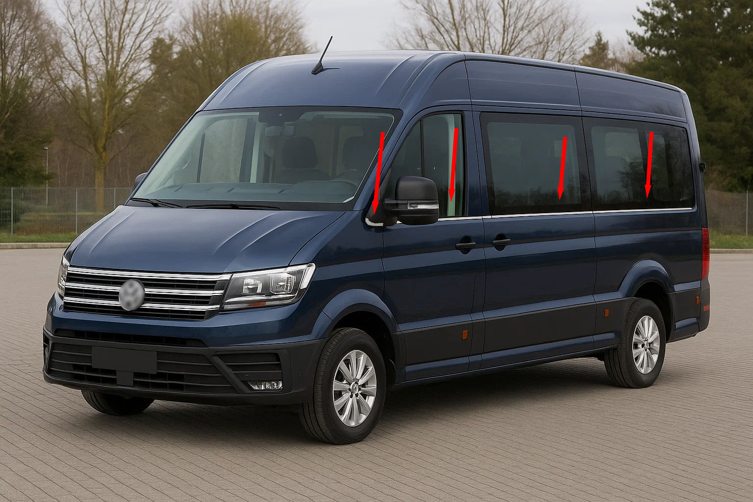 Lower Window Moldings Medium Wheelbase (8 pcs, Stainless Steel) for Volkswagen Crafter 2016- - image 1