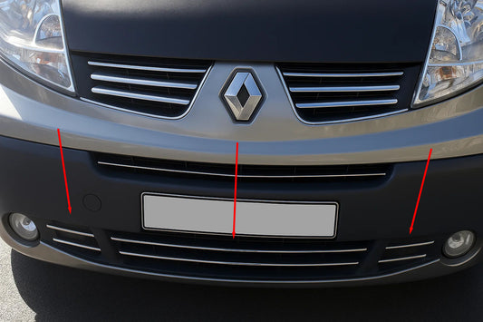 Bumper Grille Trim Covers 2007-2015 (6 pcs, stainless steel) for Renault Trafic 2001-2015 - image 1
