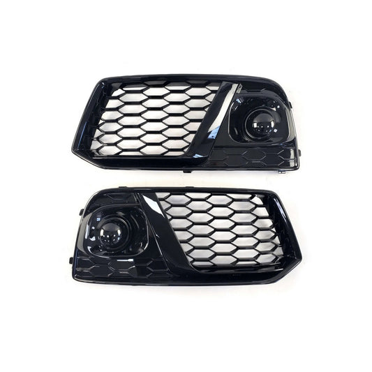 Fog light grilles with fog lamp RS-Style (2017-2020, 2 pcs, Black) for Audi Q5 2017-2025 - image 1