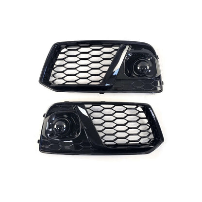 Fog Light Grilles with Fog Lamp RS-Style (2017-2020, 2 pcs, Black) for Audi Q5 2017-2025 - image 1