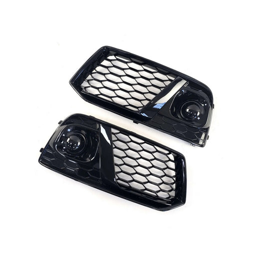 Fog light grilles with fog lamp RS-Style (2017-2020, 2 pcs, Black) for Audi Q5 2017-2025 - image 2
