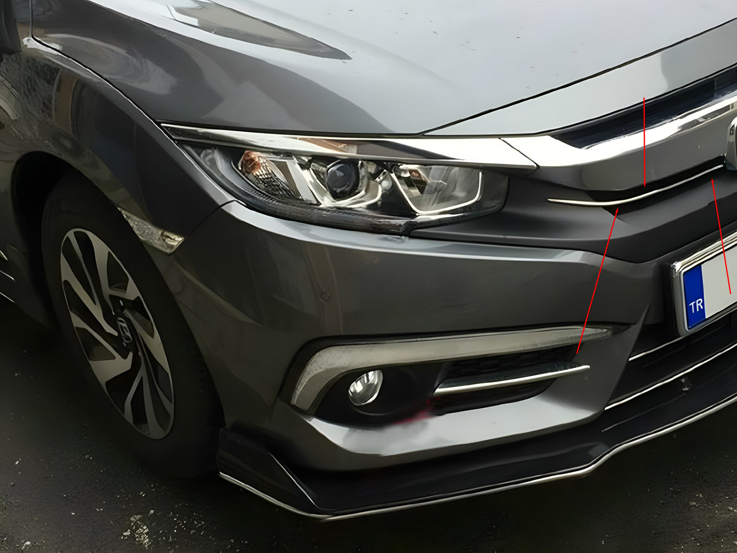Chrome Grille Covers (2 pcs, Stainless Steel) for Honda Civic Sedan 2021- - image 1