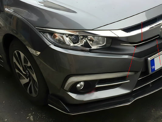 Chrome Grille Covers (2 pcs, Stainless Steel) for Honda Civic Sedan 2021- - image 1