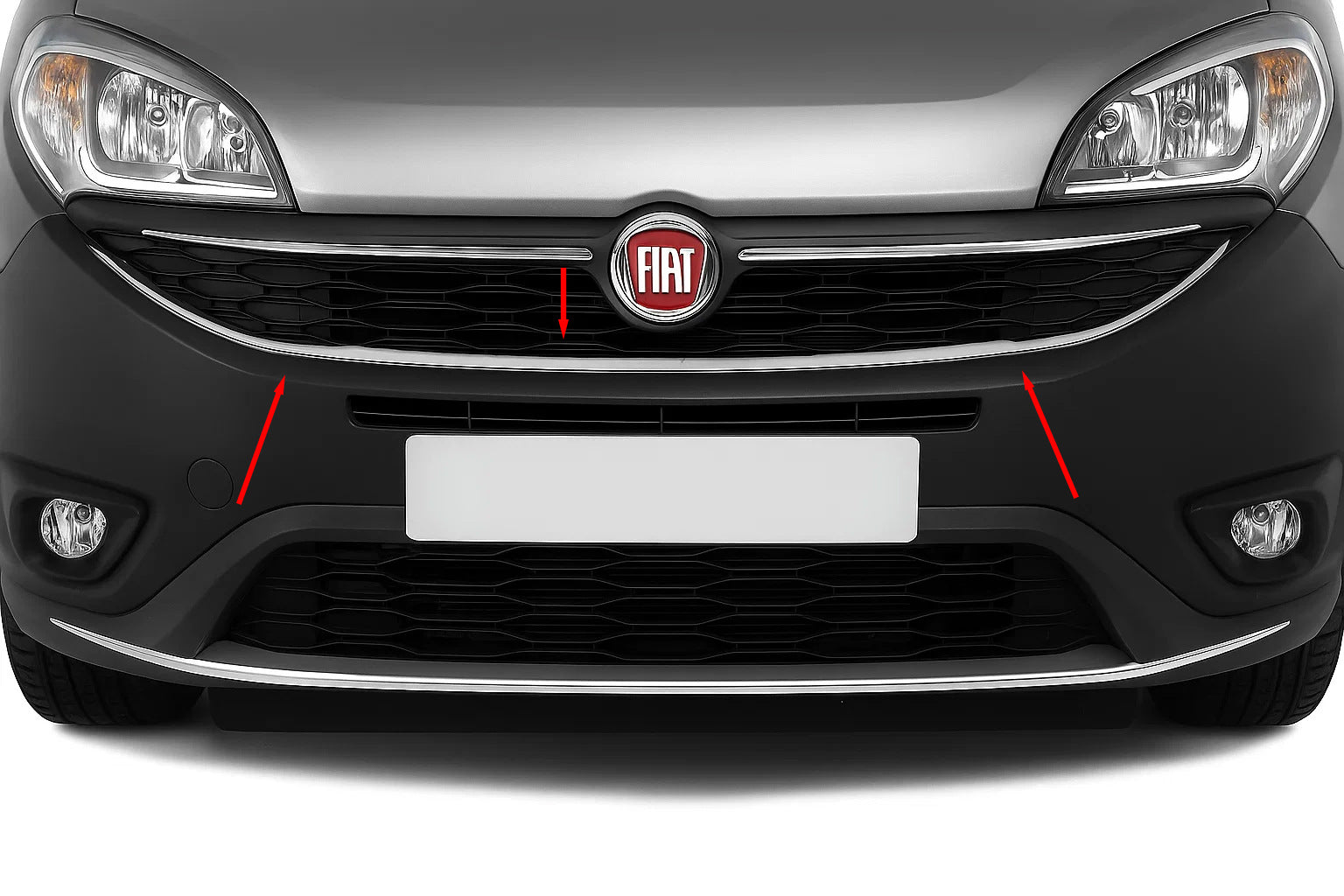 Trim around lower grille (2015↗, stainless steel) for Fiat Doblo II 2010-2022 - image 1