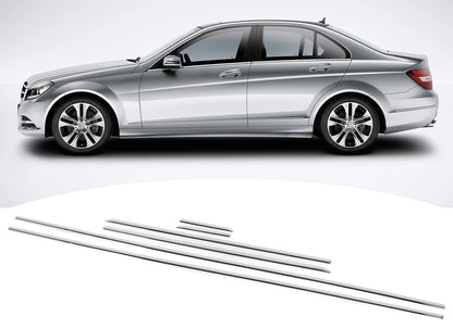 Chrome Window Trim Covers (6 pcs, Stainless Steel) for Mercedes C-class W204 2007-2015 - image 2