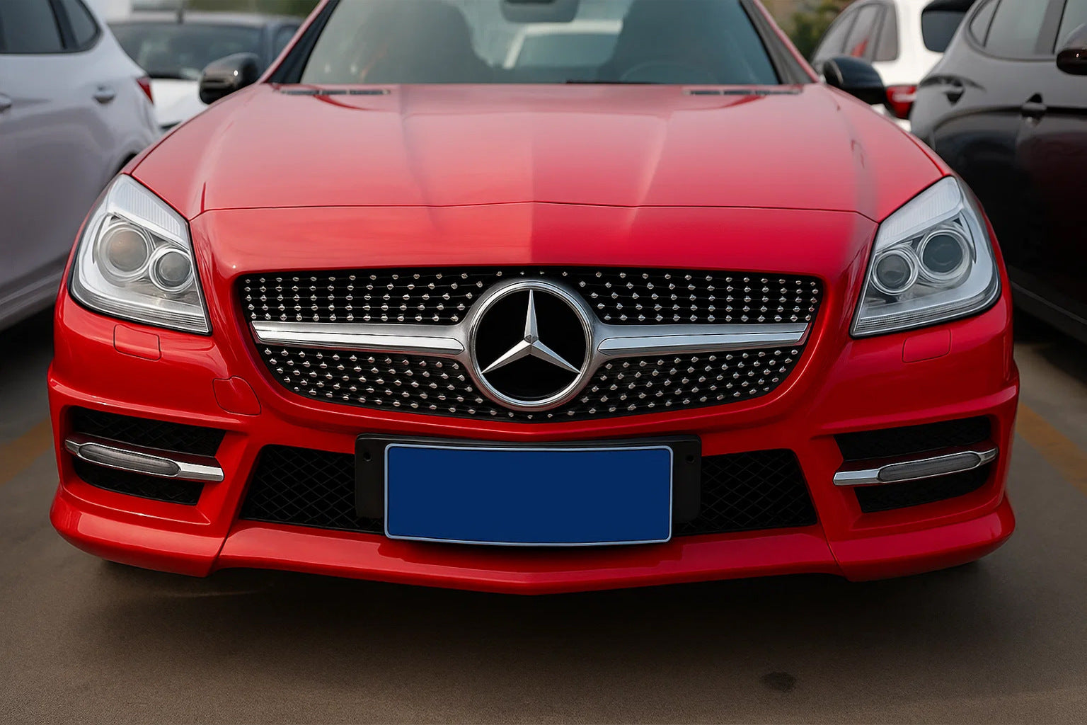 Front Grille Diamond Black for Mercedes SLK R172 2011-2016 - image 1