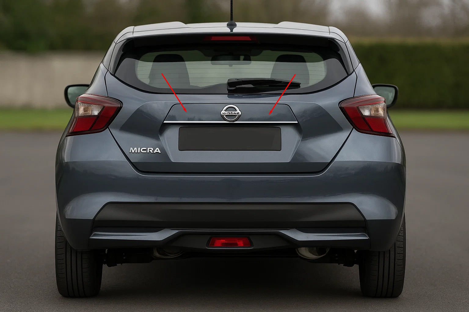 Chrome trim above license plate OmsaLine (stainless steel) for Nissan Micra K14 2016- - image 1