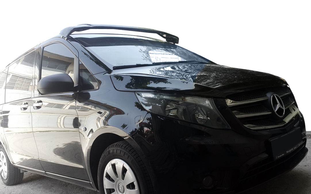 The visor on the windshield (gloss black, 5mm) for Mercedes Vito / V-class W447 2014↗ year - Reelken Auto