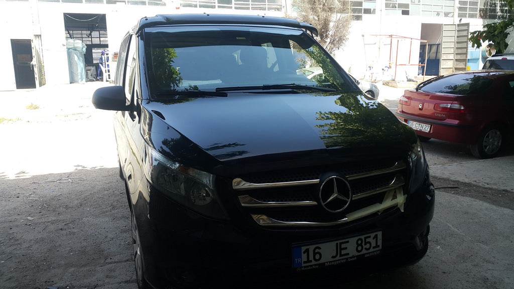 The visor on the windshield (gloss black, 5mm) for Mercedes Vito / V-class W447 2014↗ year - Reelken Auto