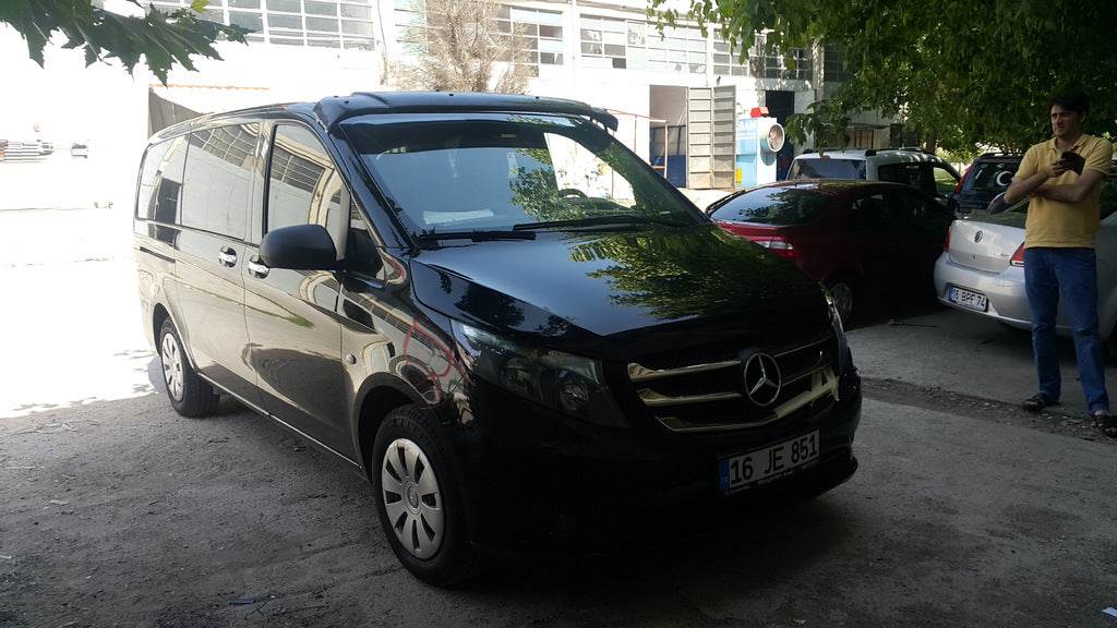 The visor on the windshield (gloss black, 5mm) for Mercedes Vito / V-class W447 2014↗ year - Reelken Auto